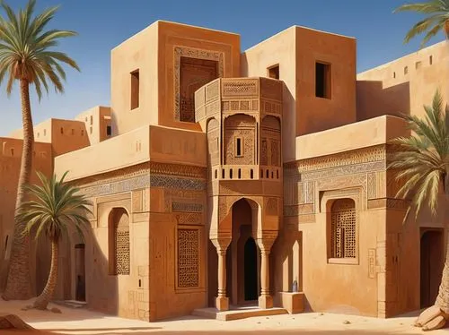 riad,kasbah,benmerzouga,la kasbah,qasr al watan,casbah,saliyah,islamic architectural,merzouga,diriyah,ouarzazate,hadhramaut,bandiagara,semidesert,morroco,libyan desert,qasr al kharrana,ghadames,yazd,caravansary,Art,Artistic Painting,Artistic Painting 45