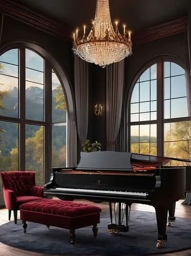 grand piano,steinway,bosendorfer,boesendorfer,steinways,the piano,bechstein,piano bar,piano,great room,concerto for piano,play piano,luxury home interior,pianoforte,fortepiano,baccarat,pianist,parlor,disklavier,simpfendorfer,Illustration,Realistic Fantasy,Realistic Fantasy 01