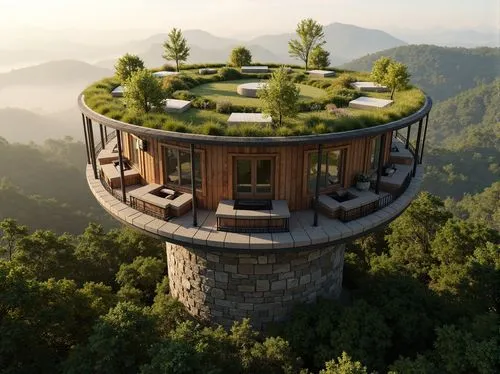 tree house hotel,tree house,tulou,treehouse,observation tower,lookout tower,treehouses,forest house,cubic house,round house,house in the mountains,sky apartment,earthship,house in mountains,residential tower,house in the forest,round hut,floating island,watch tower,sempervirens