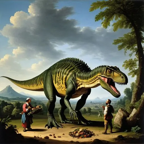 landmannahellir,aucasaurus,tirannosaurus,tyrannosaurus,dinosaruio,allosaurus,tyrannosaurus rex,reconstruction,dino,cynorhodon,spinosaurus,palaeontology,dinosaur,troodon,brontosaurus,stegosaurus,paleontology,holacanthus,dinosaur skeleton,iguanidae,Art,Classical Oil Painting,Classical Oil Painting 25