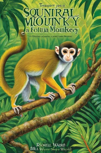 Transport your readers to a tropical rainforest as they follow the adventures of a squirrel monkey and its animal companions.,barbary monkey,squirrel monkey,guenon,monkey island,long tailed macaque,mo