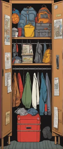 closet,locker,walk-in closet,storage cabinet,boy's room picture,cupboard,wardrobe,organization,armoire,steamer trunk,compartments,laundry room,organized,compartment,a drawer,pantry,school items,storage,dresser,china cabinet,Illustration,Vector,Vector 12