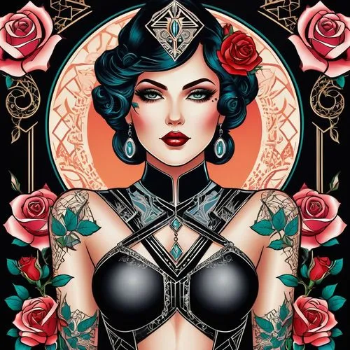 baroness,viveros,rose flower illustration,black rose,chicanas,valentine pin up,eldena,countess,queen of hearts,dita,porcelain rose,rosa bonita,tattoo girl,rosa,rosae,zodiac sign gemini,bella rosa,widow flower,chicana,ilsa,Illustration,Vector,Vector 16