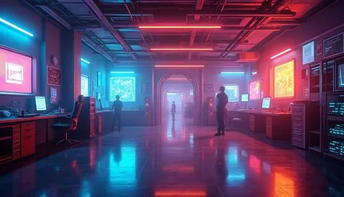 cyberscene,neon coffee,computer room,cyberpunk,cybercity,cyberia,synth,aesthetic,synthetic,arcade,neon arrows,cyberworld,cybertown,neon,ufo interior,vapor,neon ghosts,neon human resources,neon light,environments,Photography,General,Realistic