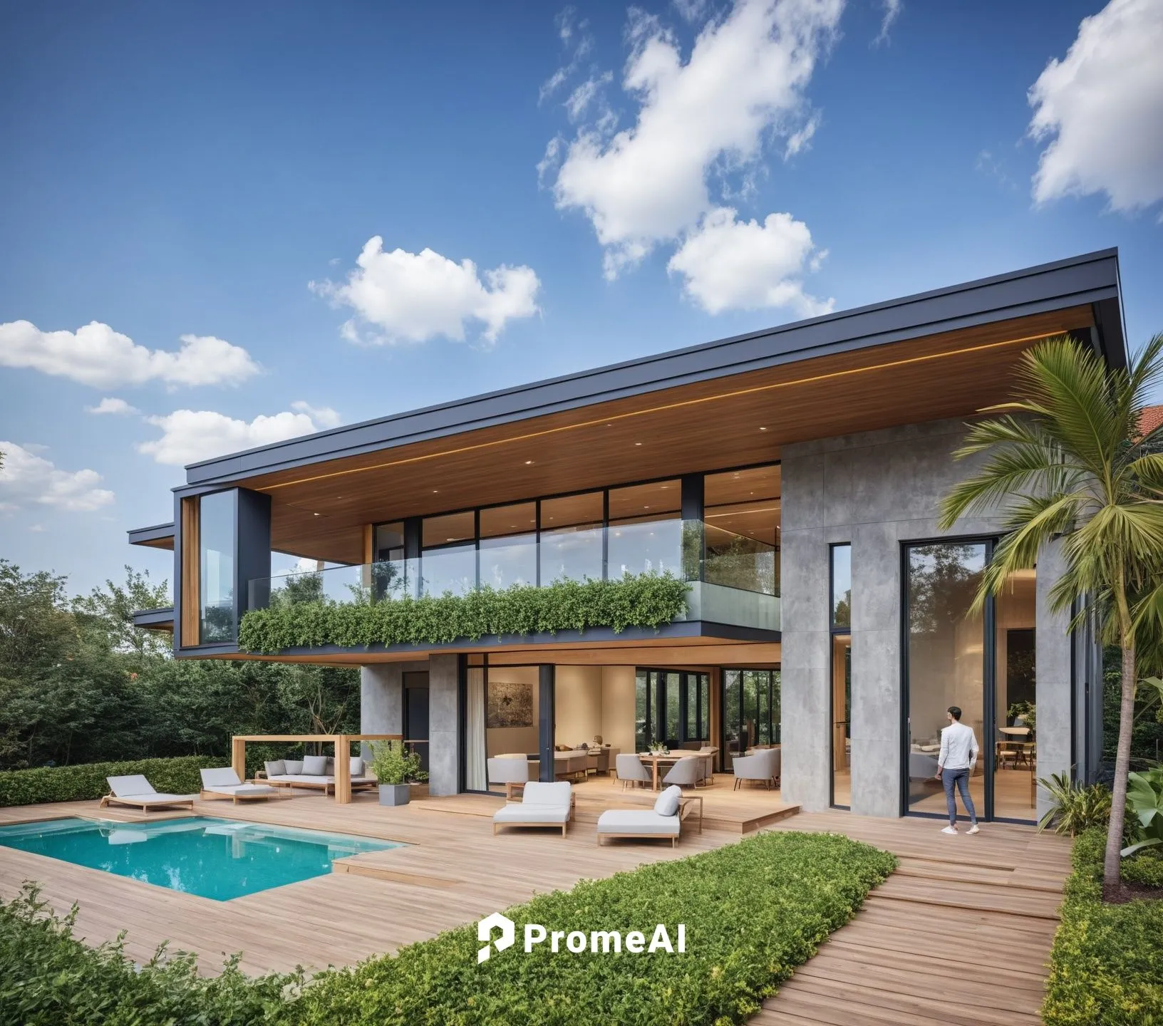 Architecture Design,a house with a large deck near a pool,modern house,umhlanga,holiday villa,luxury property,mayakoba,pool house,Photography,General,Realistic