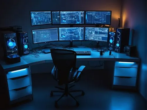 computer workstation,computer room,fractal design,monitor wall,workstations,desk,pc tower,monitors,control desk,computerized,blue light,modern office,the server room,computable,control center,bluelight,workstation,pc,office desk,blur office background,Photography,Documentary Photography,Documentary Photography 25