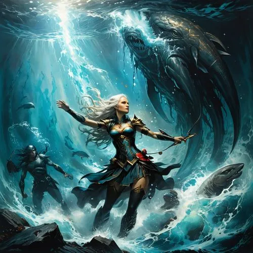 merfolk,god of the sea,blue enchantress,maelstrom,tour to the sirens,sirens,ilightmarine,heroic fantasy,poseidon,fantasy picture,fantasy art,siren,sea god,the sea maid,mermaid background,underwater background,sea storm,rusalka,tidal wave,mergus,Conceptual Art,Fantasy,Fantasy 12