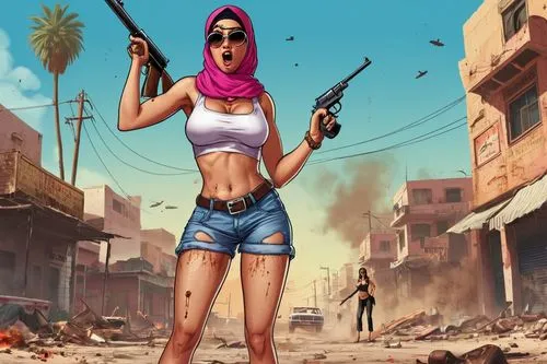 girl with gun,bulletgirl,girl with a gun,shadman,woman holding gun,game illustration,game art,gta,elektra,kalashnikov,counterterrorist,hijaber,holding a gun,postapocalyptic,pistoleros,donsky,civilian,rioter,bad girls,sharpshooter,Illustration,Vector,Vector 19