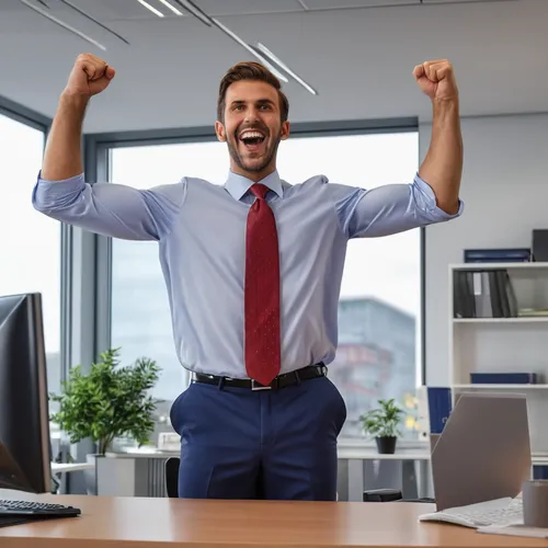 happy Friday, work, office, man cheer,customer success,net promoter score,ecstatic,connectcompetition,emotional intelligence,hyperhidrosis,blur office background,content writers,sales person,the local