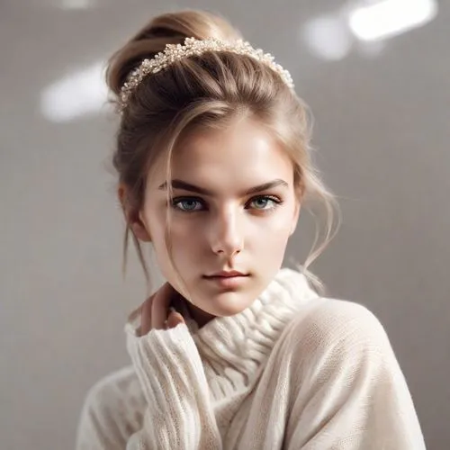 updo,chignon,beautiful young woman,model beauty,young woman,pretty young woman,sweater,knitwear,beautiful face,romantic look,bun,scarf,beautiful model,french silk,bun mixed,angel face,girl portrait,fawn,attractive woman,female beauty,Photography,Natural