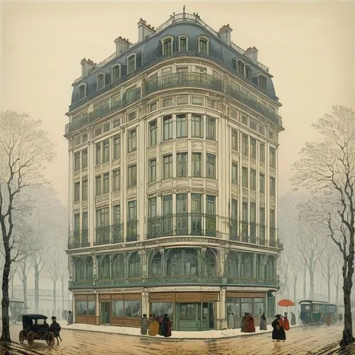 john atkinson grimshaw,grand hotel,the boulevard arjaan,art nouveau,stieglitz,balmoral hotel,xix century,harrods,park lane,universal exhibition of paris,sebastian pether,vauxhall,the victorian era,july 1888,ludwig erhard haus,french building,parisian coffee,benz and co in mannheim,orsay,19th century,Illustration,Retro,Retro 11