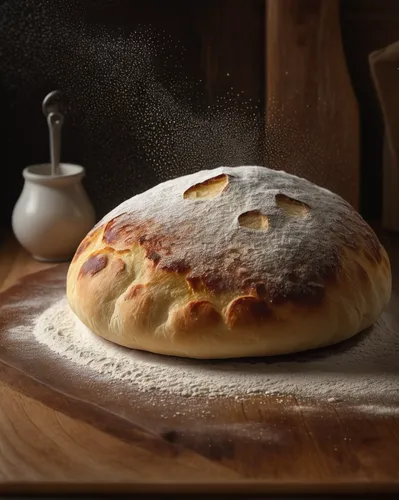 yeast, pizza dough, hand-stretching, flour dusting, round shape, thin crust, rising edges, bubbles in dough, elastic texture, kitchen setting, wooden counter, oven in background, warm light, Italian c