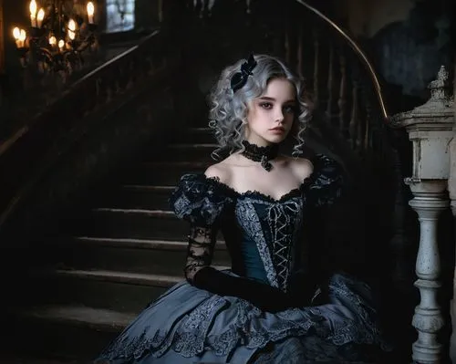 victorian lady,victorian style,gothic fashion,victorian,victorian fashion,cinderella,gothic dress,the victorian era,doll's house,gothic portrait,old elisabeth,ball gown,rococo,girl on the stairs,porcelain doll,baroque,royal lace,gothic style,gothic woman,versailles,Art,Classical Oil Painting,Classical Oil Painting 30