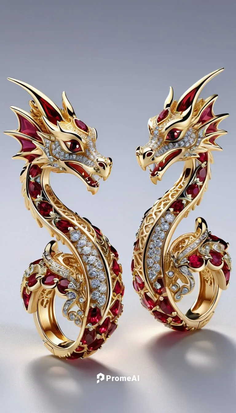 Khuyên tai hình rồng với đá ruby đỏ.,golden dragon,dragon design,qilin,chaumet,dragons,dragon,dragones,xuanhan,barongsai,dralion,seahorses,dragon bridge,shenxiu,yinghui,qinglong,wulin,phoenixes,wuhuan