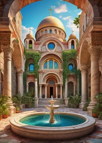 greek orthodox,holyland,theed,ctesiphon,holy land,baptistry,mikvah,damascene,catholicon,capernaum,monastery israel,patriarchate,catholicoi,glyptotek,chersonesus,cloistered,monastery,catholica,neoclassicism,synaxarion,Illustration,Realistic Fantasy,Realistic Fantasy 39