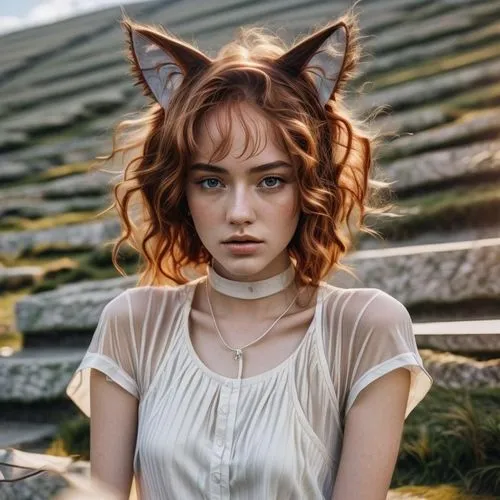 cat ears,feline look,kat,puma,ginger cat,devil,feline,red cat,lynx,cat european,wild cat,child fox,stray cat,fae,feral,cinnamon girl,fox,little fox,cat head,lily-rose melody depp