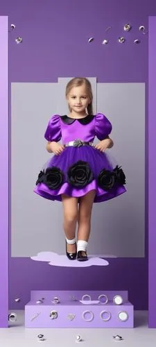 3d fashion drawing for kids  with shoes with thin silver belt with dark purple with black roses ,the picture is in a frame of a po of a ,purple frame,purple background,baby frame,violetta,purple,darci