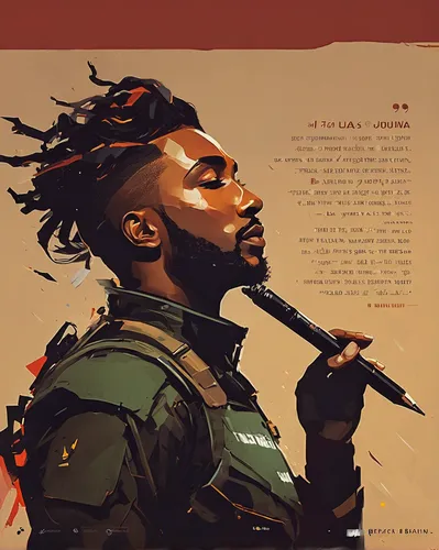 kendrick lamar,cd cover,poet,thundercat,vector illustration,novelist,prophet,art flyer,vector graphic,samurai fighter,artwork,samurai,sci fiction illustration,african man,rosa ' amber cover,art book,poetry album,blogs music,album cover,vector art,Conceptual Art,Fantasy,Fantasy 06