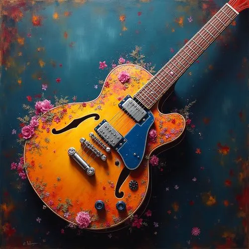 painted guitar,guitarra,epiphone,archtop,hofner,guitare