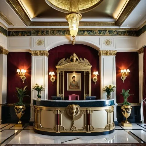 foyer,lobby,entrance hall,emirates palace hotel,hotel hall,grand hotel europe,enfilade,hotel lobby,royal interior,emporium,interior decor,venetian hotel,kempinski,crown palace,entranceway,dragon palace hotel,grand hotel,art deco,cochere,ballroom,Photography,General,Realistic