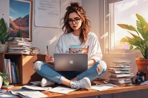 girl studying,girl at the computer,work from home,work at home,study,coffee and books,freelancer,working space,illustrator,world digital painting,study room,blur office background,desk,girl drawing,computer addiction,workspaces,donsky,freelancers,laptop,digital nomads,Conceptual Art,Daily,Daily 21