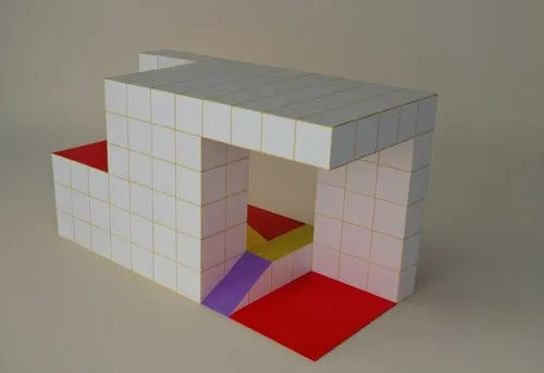 the white and red area has a small house inside,cube surface,cuboid,polyomino,blokus,polyominoes,cuboidal,Photography,General,Realistic