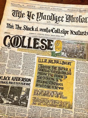 Write a news article detailing the events leading up to a stock market collapse and the impact on various industries.,vintage newspaper,old newspaper,vintage papers,antique paper,vintage paper,newspap