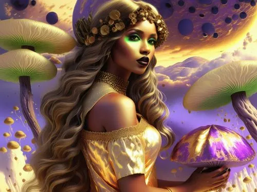 amanita,diwata,faerie,dryad,oshun,fae,Illustration,Realistic Fantasy,Realistic Fantasy 25