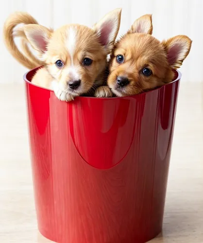 귀여운, 강아지, ,corgis,wastebaskets,wooden bucket,wooden buckets,chihuahuas,bucket,pomeranians,puppies,shibboleths,bucketful,littermates,waste bins,wastebasket,pups,pupillidae,shopping baskets,doghouses,sa