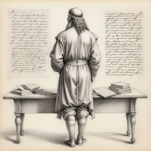 scholar,physician,persian poet,manuscript,theoretician physician,leonardo devinci,founding,torah,a carpenter,benediction of god the father,socrates,academic,examination,constitution,hand-drawn illustration,sackcloth,academic dress,jurist,parchment,male poses for drawing,Illustration,Black and White,Black and White 30