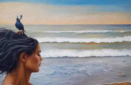 oil painting on canvas,donsky,oil painting,girl with a dolphin,man at the sea,the wind from the sea,oil on canvas,pintor,ondine,art painting,woman thinking,mermaid background,amphitrite,the people in 