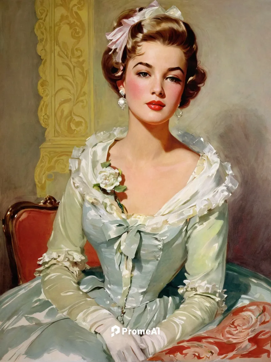 Maxwell Whitmore 1913-1988 | American Fashion painter and Magazine illustrator,portrait of a girl,debutante,vintage female portrait,jane austen,young woman,young lady,portrait of a woman,barbara milli