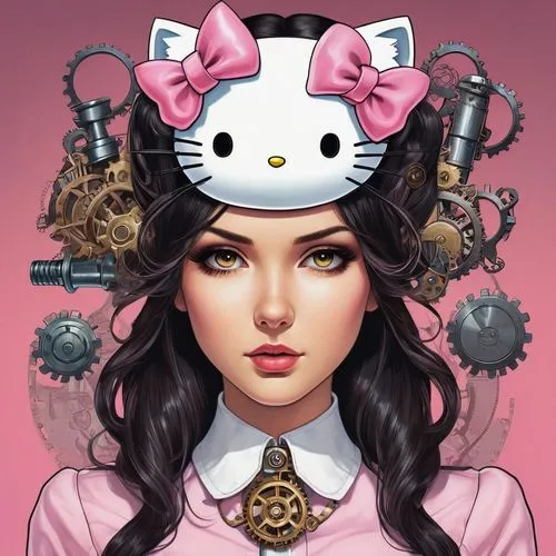 minnie mouse,xueying,geisha girl,pink ribbon,zilin,kommuna,Conceptual Art,Fantasy,Fantasy 25