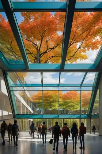 glass roof,colorful tree of life,kimbell,safdie,apple store,futuristic art museum,atriums,julliard,glass wall,maple tree,school design,bunshaft,maple shadow,glass building,hall of nations,cupertino,etfe,schulich,skyways,mies,Conceptual Art,Sci-Fi,Sci-Fi 15