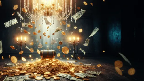 money rain,chandelier,candlelights,games of light,debt spell,gold castle,dandelion hall,burning money,visual effect lighting,angel lanterns,divination,golden rain,fairy lanterns,abundance,gold bars,wi