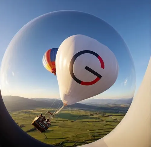 rentre la mongolfiere réaliste en gardant le G et sa typographie sans changer le fond,figure of paragliding,cocoon of paragliding,globalflyer,aerostat,gas balloon,lensball,sailing paragliding inflated