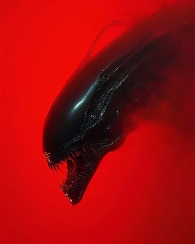 movie poster still photography, alien, alien creature head on red background, designed by Ridley Scott, realistic photography, space horror movie, hyper realistic, red background


,an illustration of