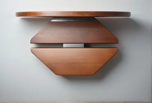 a round table made of wood and metal against a white background,a table with some kind of wooden object in it,wooden shelf,highboard,foscarini,associati,minotti,wall lamp,Conceptual Art,Fantasy,Fantas