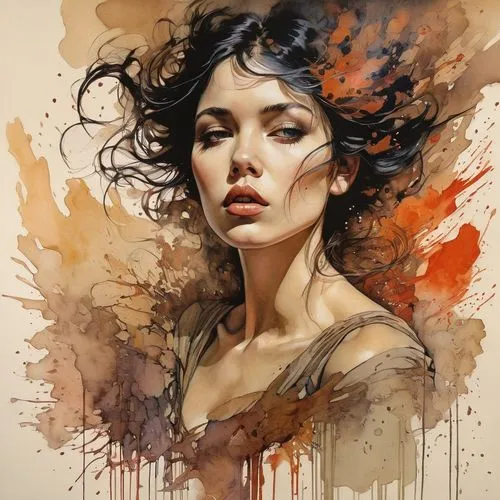 painted lady,boho art,fashion illustration,mystical portrait of a girl,art painting,the enchantress,italian painter,fineart,young woman,fantasy portrait,fantasy art,watercolor paint strokes,woman portrait,watercolor painting,girl portrait,artemisia,watercolor paint,digital painting,dried rose,watercolor pencils,Photography,General,Commercial