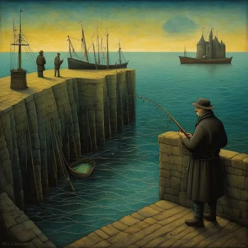 fishermen,people fishing,fishermens,fisherman,siggeir,man at the sea,Illustration,Abstract Fantasy,Abstract Fantasy 09