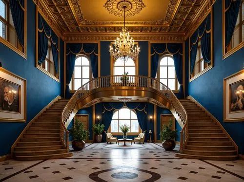 mauritshuis,entrance hall,hallway,staircase,foyer,blue room,cochere,ornate room,outside staircase,royal interior,circular staircase,staircases,anteroom,enfilade,blickling,bluecoat,danish room,winding staircase,corridors,gripsholm