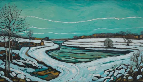 winter landscape,brook landscape,snow landscape,snowy landscape,snow fields,ice landscape,david bates,salt meadow landscape,winter lake,snow scene,rural landscape,early winter,farm landscape,flowing creek,christmas landscape,river landscape,snowy still-life,winter background,watercourse,wintry,Art,Artistic Painting,Artistic Painting 07