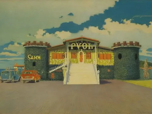 tivoli,matruschka,gas-station,ovitt store,hotel riviera,e-gas station,drive in restaurant,the train station,1950s,pavilion,gas station,popeye village,motel,lido di ostia,bazaar,bogart village,electric gas station,1952,1920s,ervin hervé-lóránth,Illustration,Retro,Retro 07