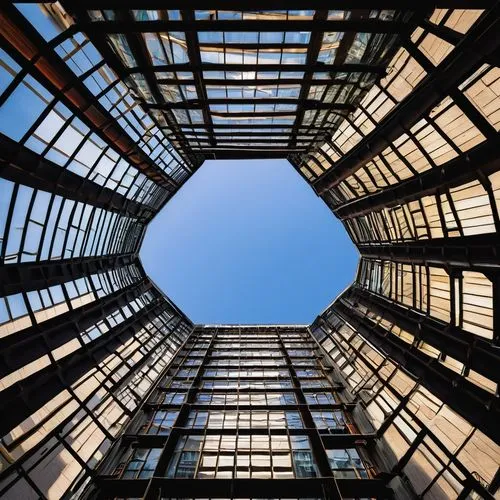 skyscraper,structure silhouette,looking up,skyways,atrium,skywards,skylight,skyscraping,building honeycomb,vertiginous,atriums,glass roof,vertigo,skybridge,high-rise building,lookup,lattice window,the skyscraper,lattice windows,skyscrapers,Illustration,Japanese style,Japanese Style 12