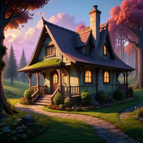 little house,lonely house,cottage,house silhouette,house in the forest,beautiful home,Conceptual Art,Fantasy,Fantasy 01