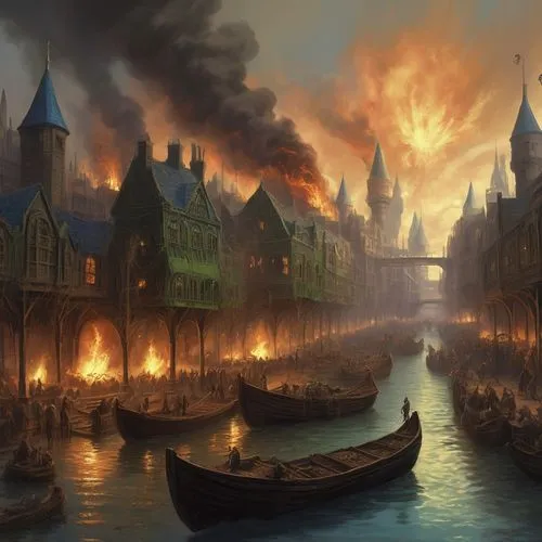 fantasy picture,city in flames,firelands,walpurgisnacht,bluhdorn,waterfire,Conceptual Art,Fantasy,Fantasy 01