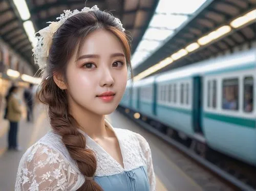 the girl at the station,korea subway,south korea subway,ellin,hanbok,stationmaster,Photography,General,Natural