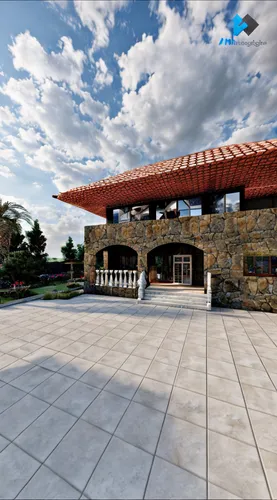 3d rendering,render,equestrian center,clubhouse,indian canyon golf resort,visitor center,folding roof,aileron,roof tile,field house,roof landscape,luxury home,large home,paved square,pavers,turf roof,mansion,winery,indian canyons golf resort,flat roof