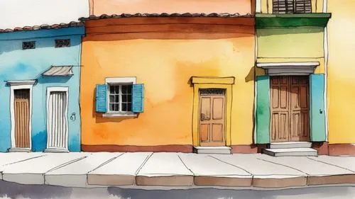 houses clipart,watercolor shops,burano,burano island,shophouses,french quarters