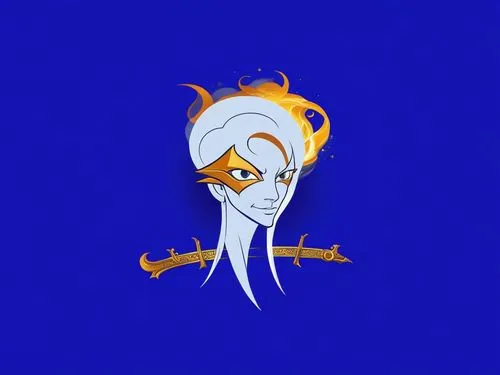 an avatar on blue, with yellow eyes and orange nose,garrison,jafar,buraq,akhnaten,glatorian,khanda,Unique,Design,Logo Design